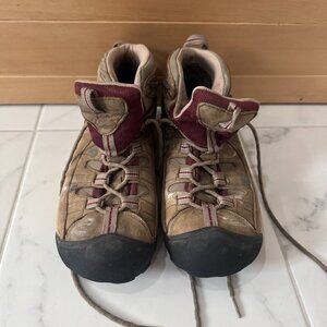 KEEN Women’s Dry Leather Waterproof Hiking Hi-Top Boots Round Toe Brown